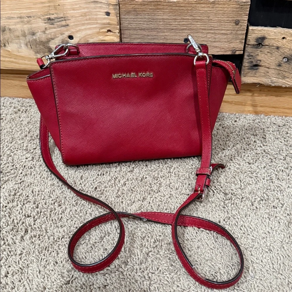 Michael‎ Kors Selma Red Saffiano Leather Red Crossbody bag